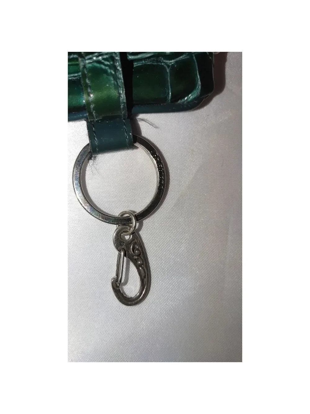 Brighton Green Patent Croc Embossed Keychain Accessories Pouch